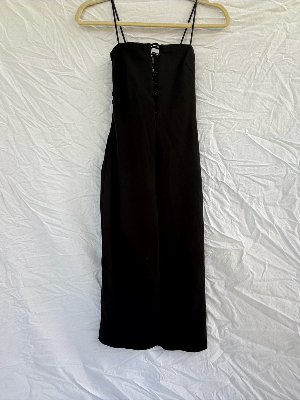 Bec and Bridge Classic Black Spaghetti-Strap Midi Dress